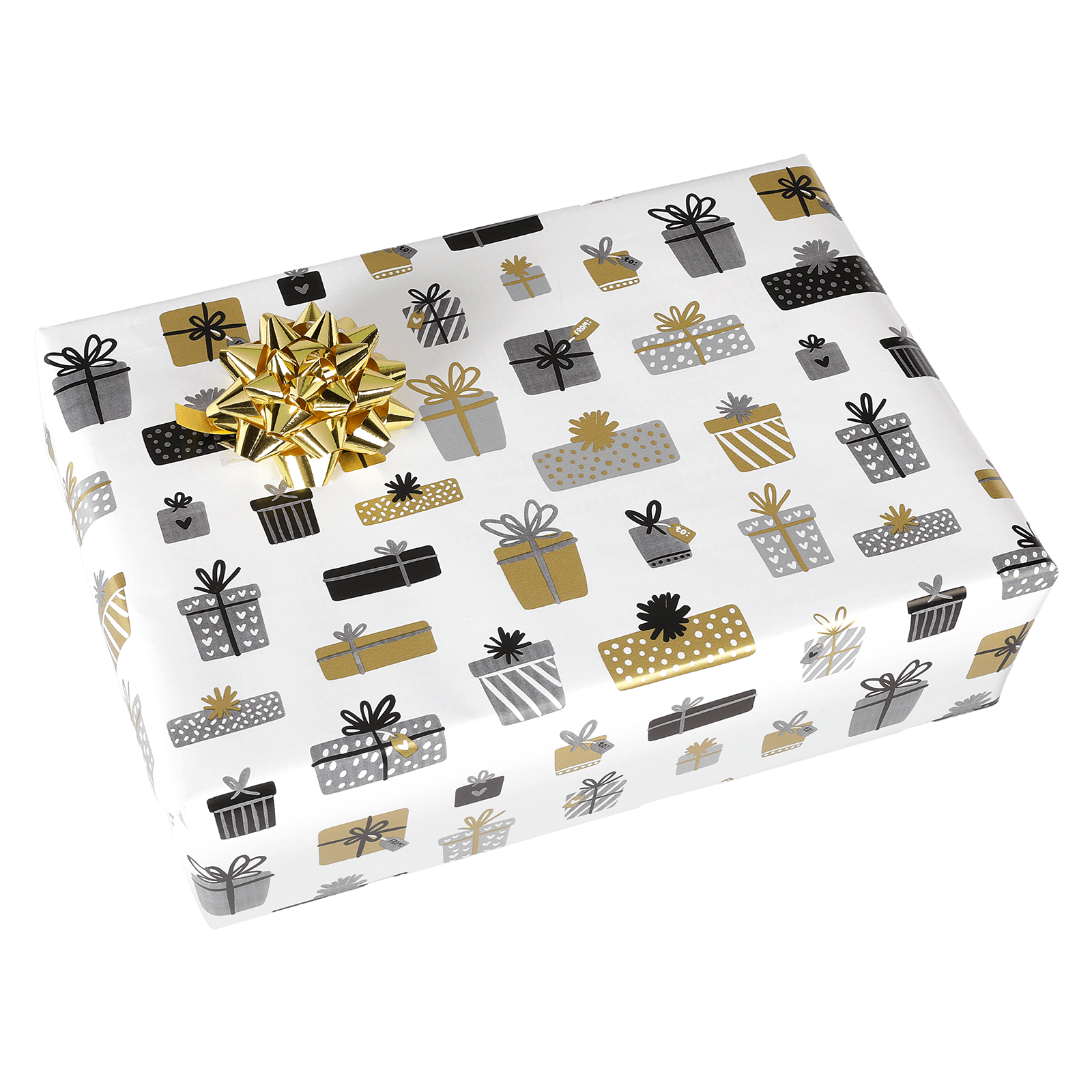 Papier cadeau cadeaux or blanc 50 cm, 50 m - 1