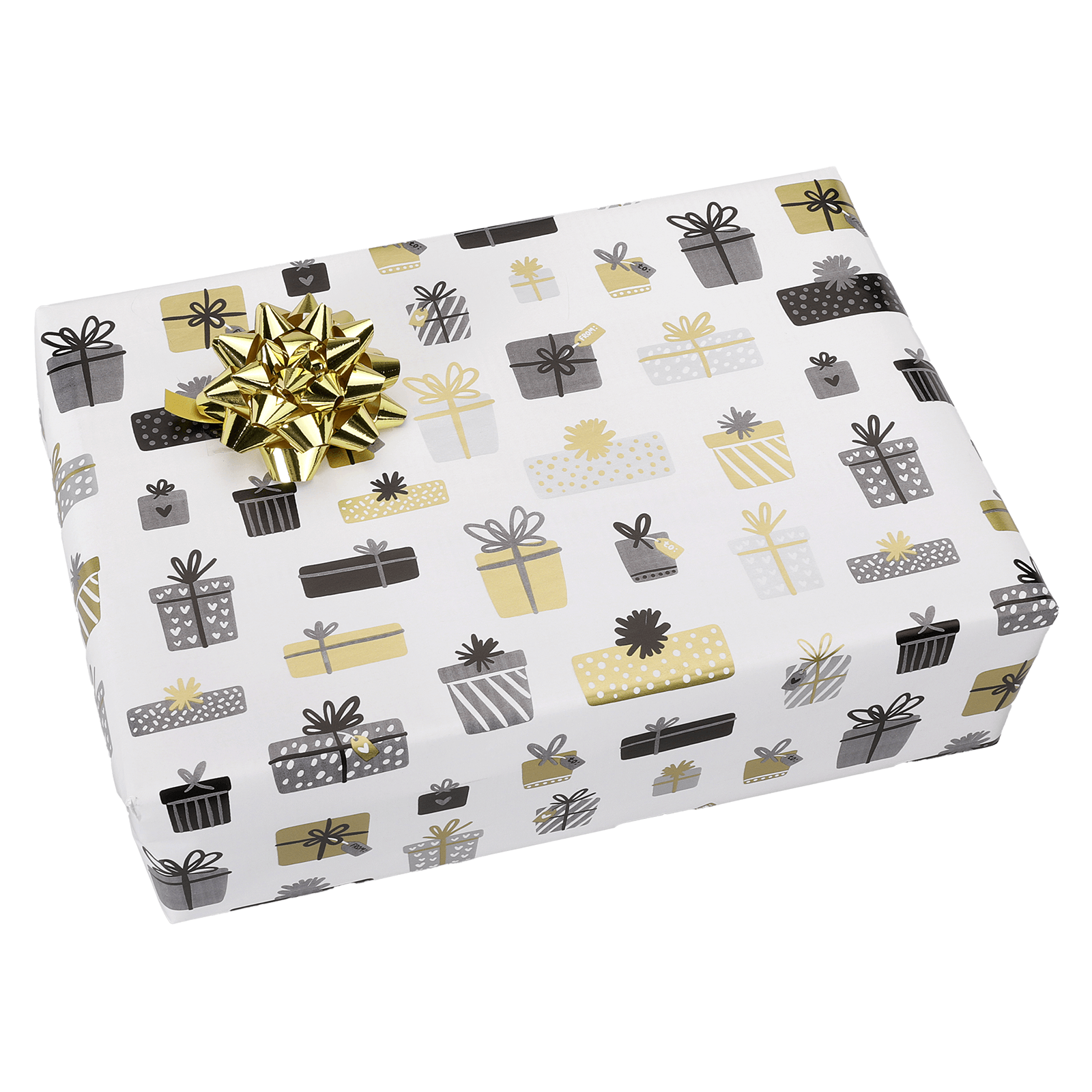 Papier cadeau cadeaux or blanc 50 cm, 50 m - 2
