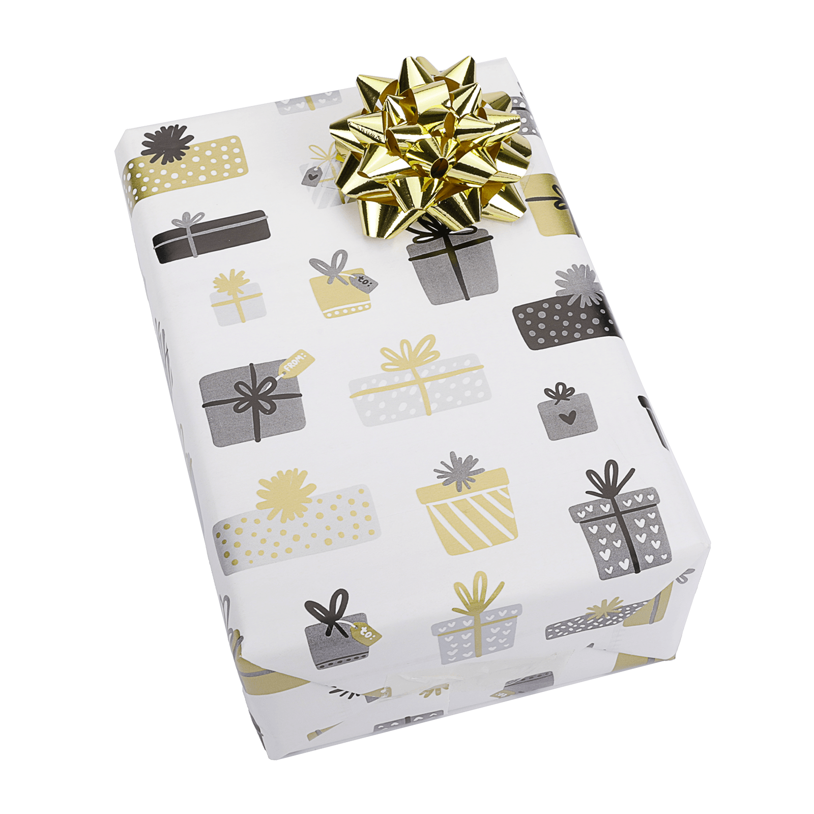 Papier cadeau cadeaux or blanc 50 cm, 50 m - 3