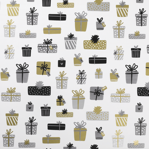 Geschenkpapier Goldgeschenke weiß 50 cm, 50 m