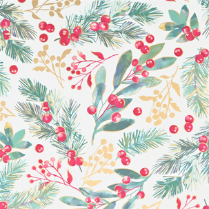 Papier cadeau baies d'hiver blanc 50 cm, 50 m