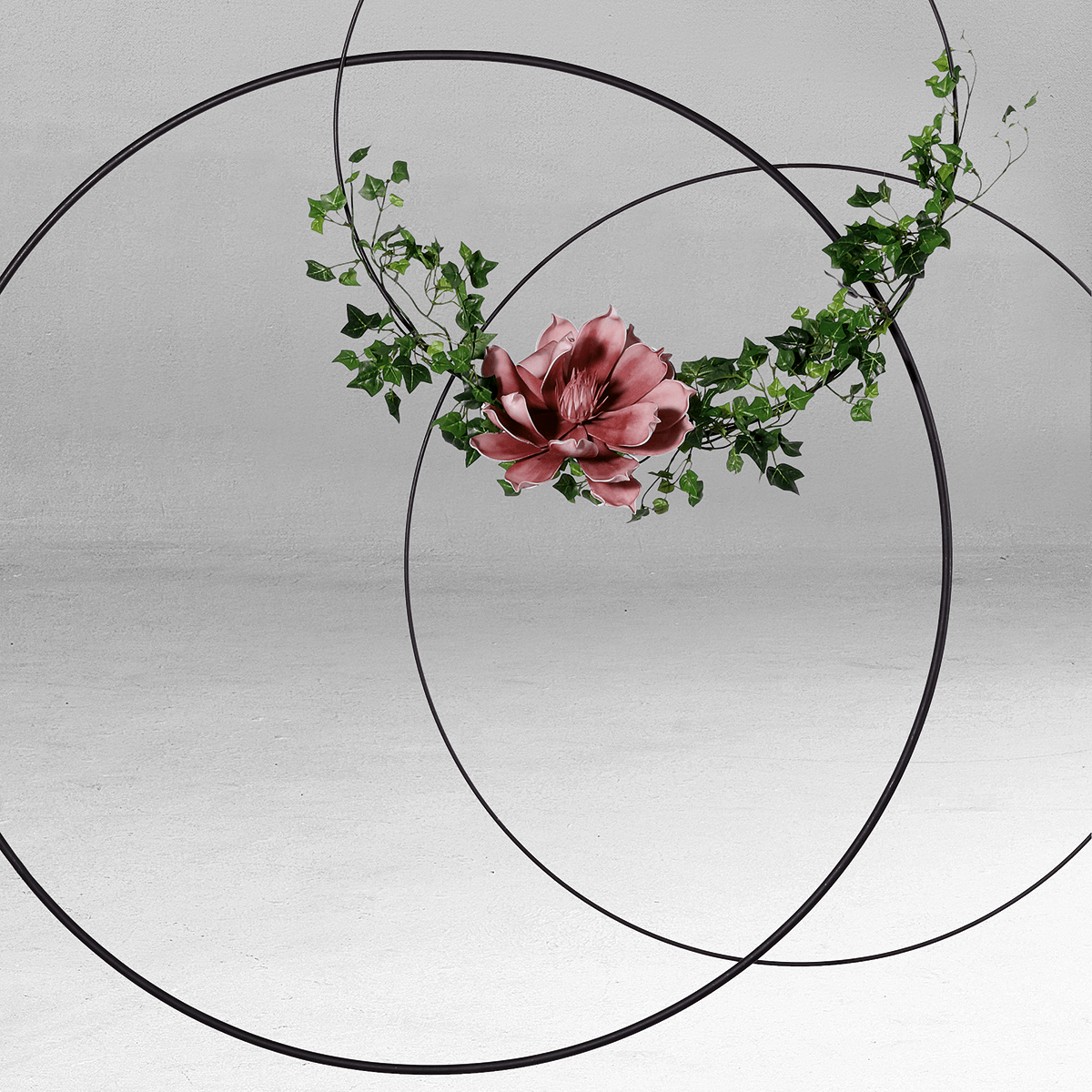Decorative Ring, 3 pcs, Black, 58–60 cm Ø, Metal - 5