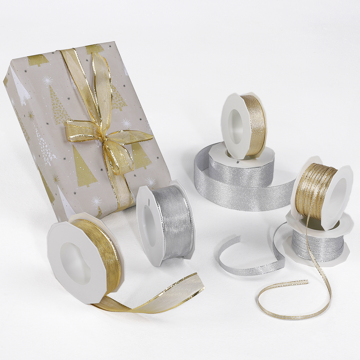 Cinta de regalo "Glamour" 60 mm x 20 m plata - 2
