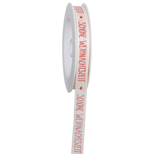 Fabric ribbon Beautiful Christmas time with sturdy edge 15 mm / 18 m
