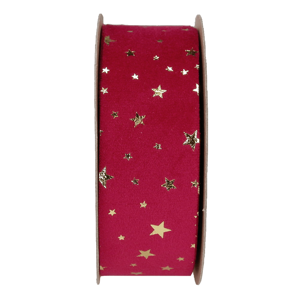 Samtband mit Goldsternen 40 mm / 15m - 2