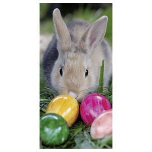 Flame retardant fabric banner bunny with Easter eggs 100 x 200 cm