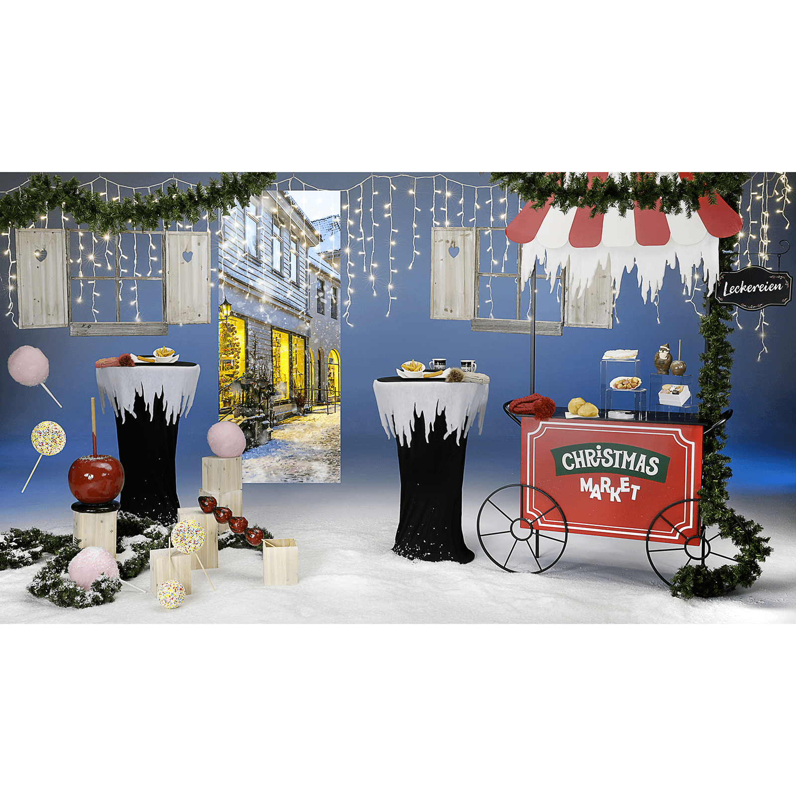 Deko Marktwagen "Christmas Market" aus Metall rot 149 x 213 cm - 5