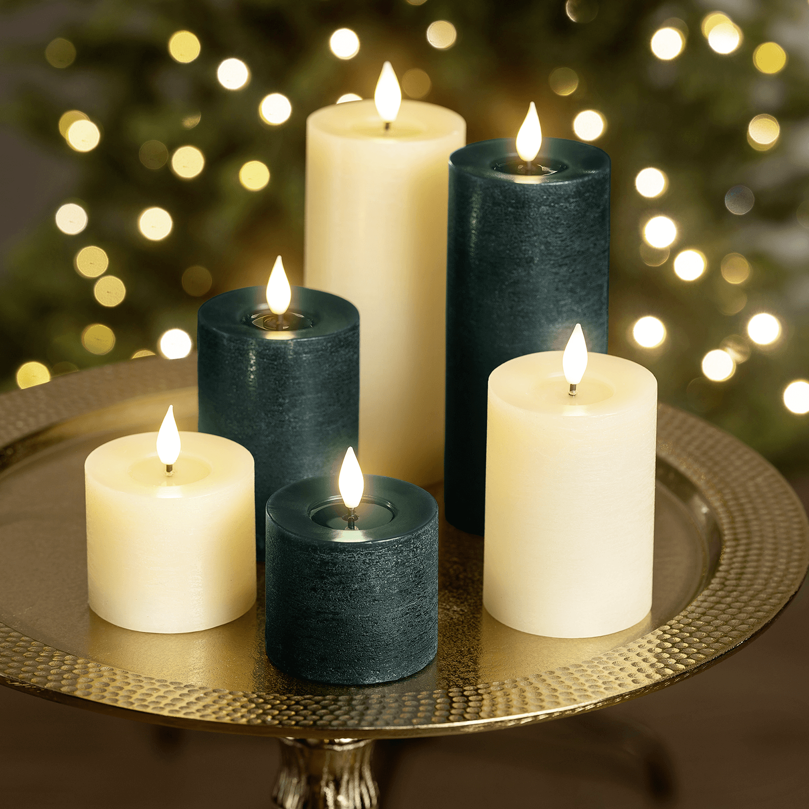 Set de bougies de cire LED avec effet scintillant en blanc - 3