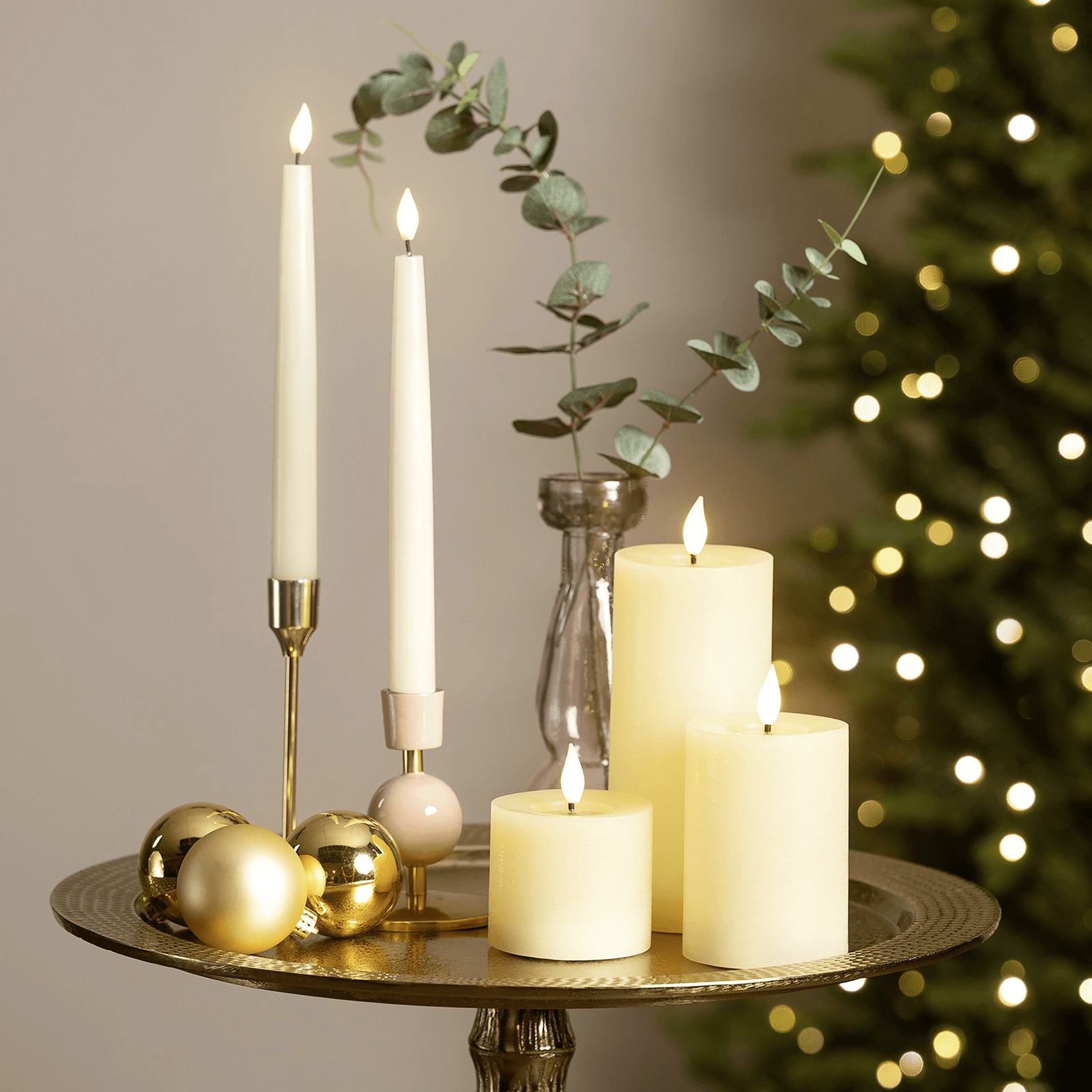 Stick candle with LED "realistic" set of 2 with flickering effect 24 x 2.2 cm, white - 1 Stick candle with LED "realistic" set of 2 with flickering effect 24 x 2.2 cm, white - 1