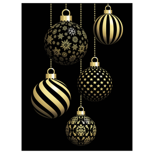 Banderola de tela XL "Noble Christmas baubles" de tela de bandera ignífuga 150 x 200 cm