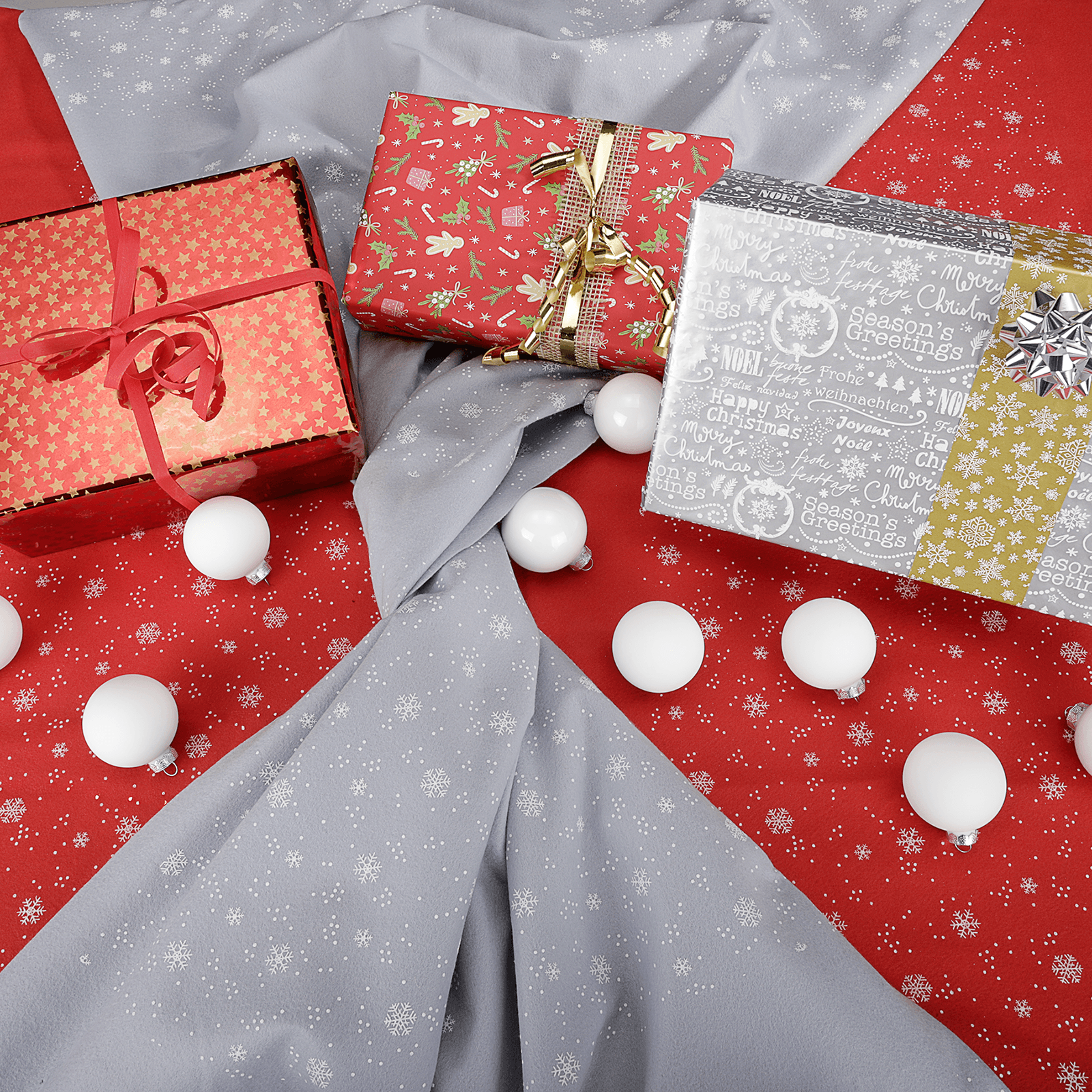 "Snowflake" Felt with White Glitter, 180 cm wide - 3 "Snowflake" Felt with White Glitter, 180 cm wide - 3