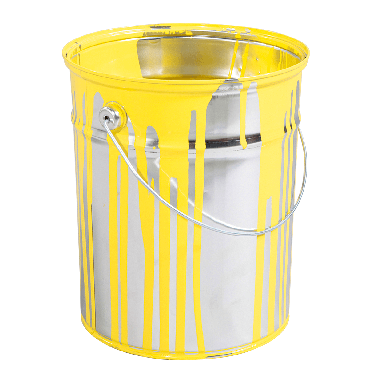 Cubo de pintura decorativa de 23 cm de alto, amarillo - 0