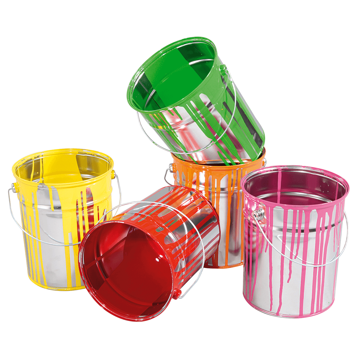 Cubo de pintura decorativa de 23 cm de alto, amarillo - 1