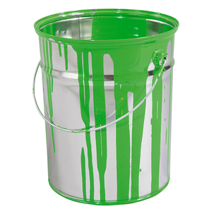 Cubo de pintura decorativa de 23 cm de alto, verde
