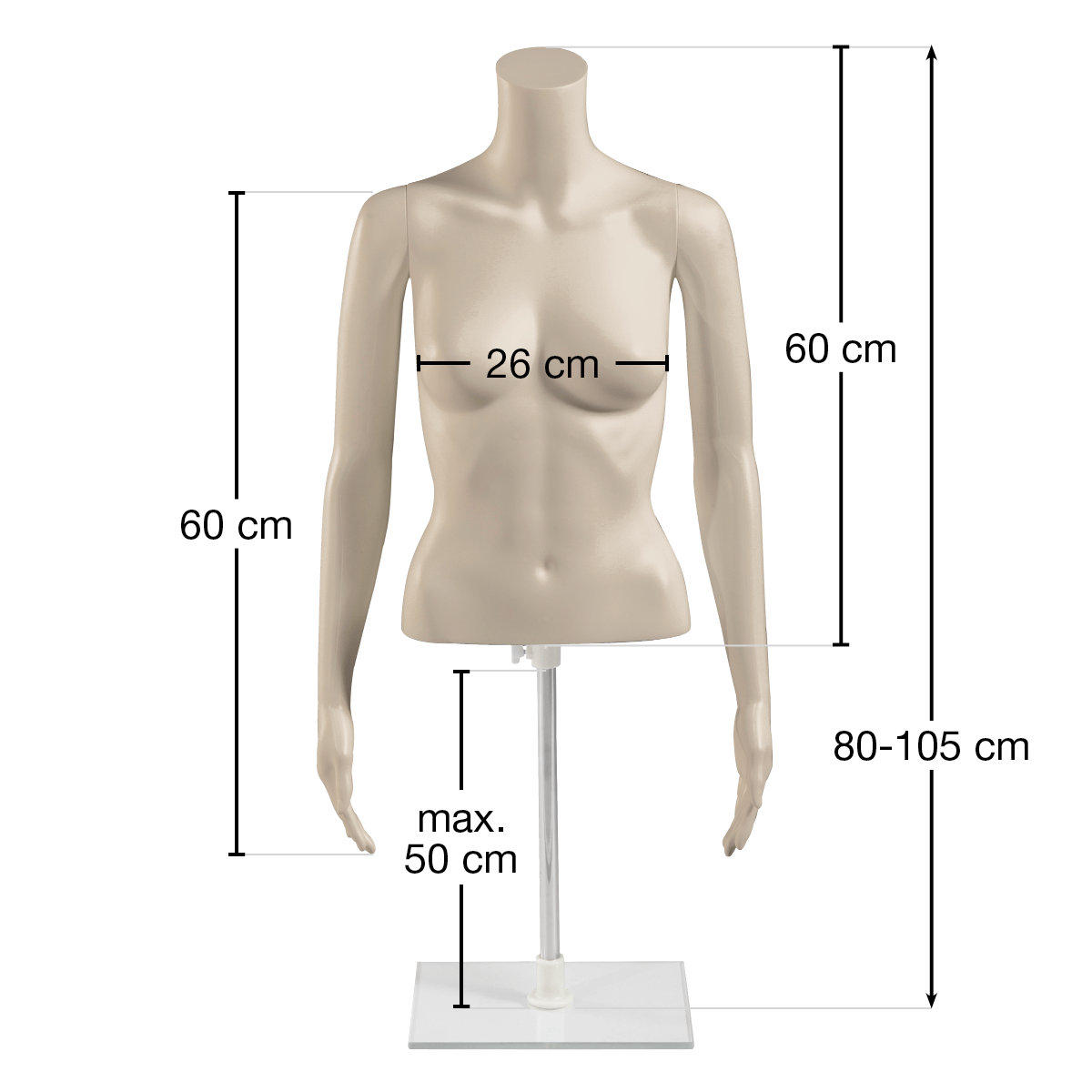 ECO Umweltfreundlicher PE Damen-Torso, hautfarbe - 1