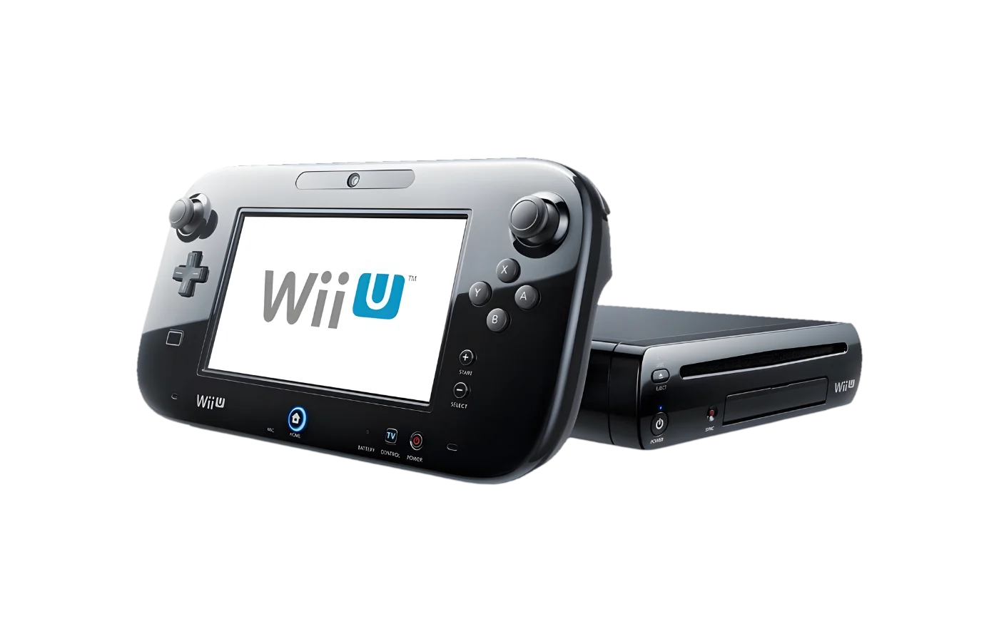 Schwarze Wii U mit 32 GB und schwarzem GamePad