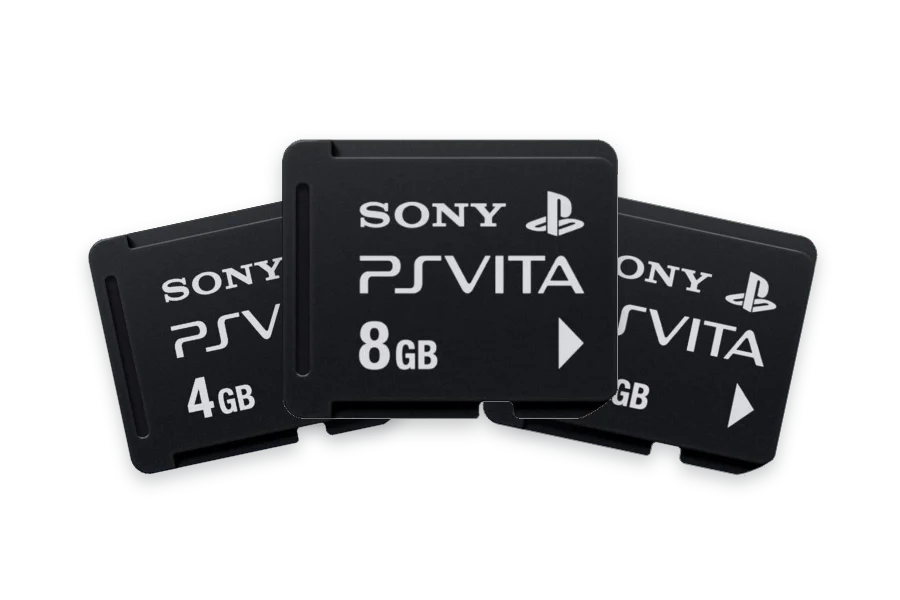 Drei Original-Speicherkarten für PS Vita mit 4, 8 und 16 GB
