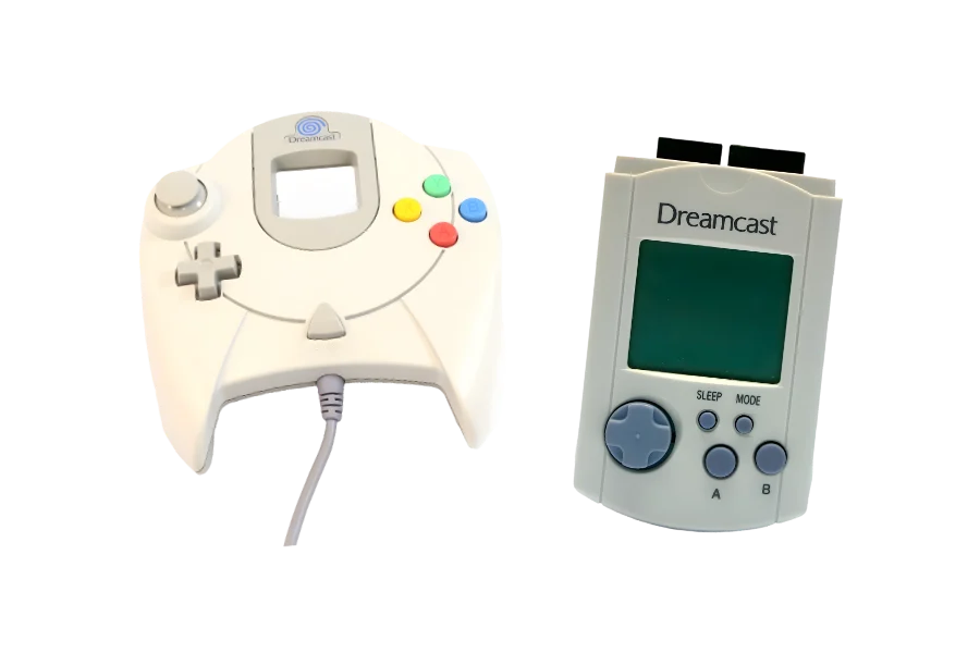 Dreamcast-Controller und Visual Memory (VMU) von Sega