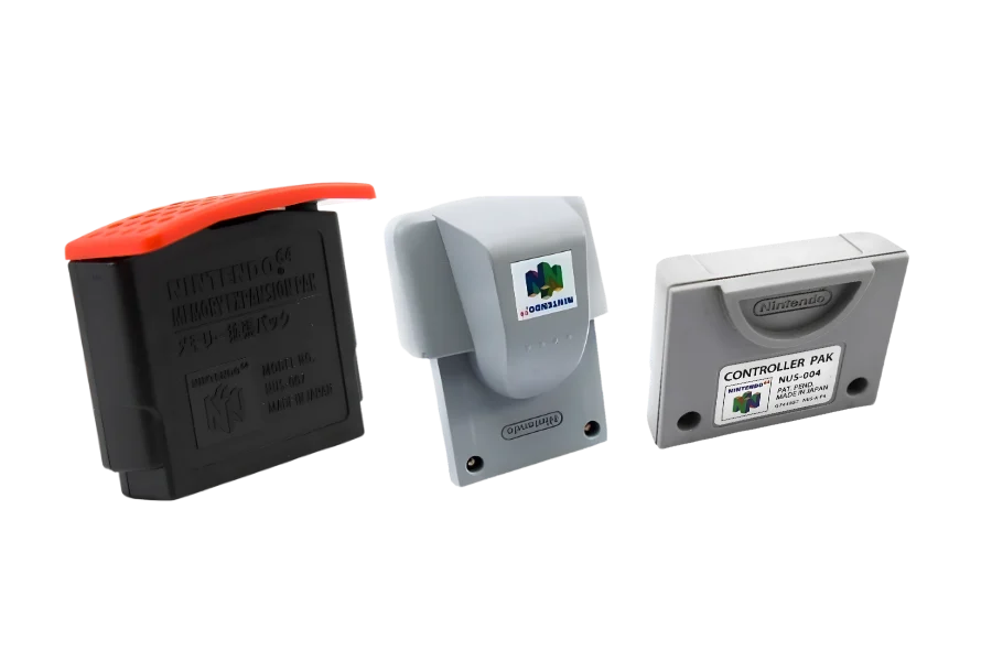 Expansion Pak, Rumble Pak und Controller Pak für das Nintendo 64