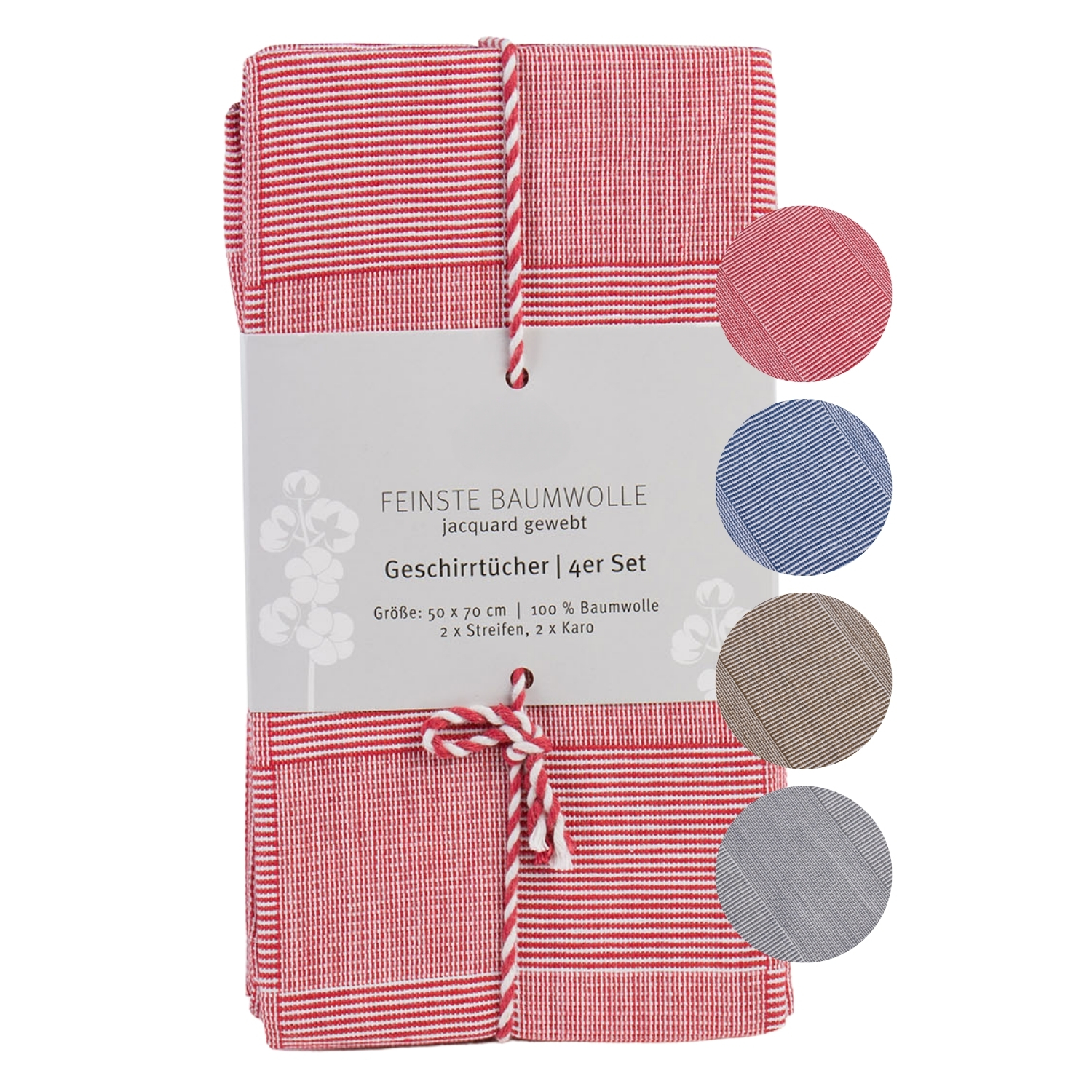 liebling 4er Pack Polier- und Geschirrtücher, jacquard gewebt, 100% Baumwolle, robust und saugstark, schnelltrocknend, 50 x 70 cm