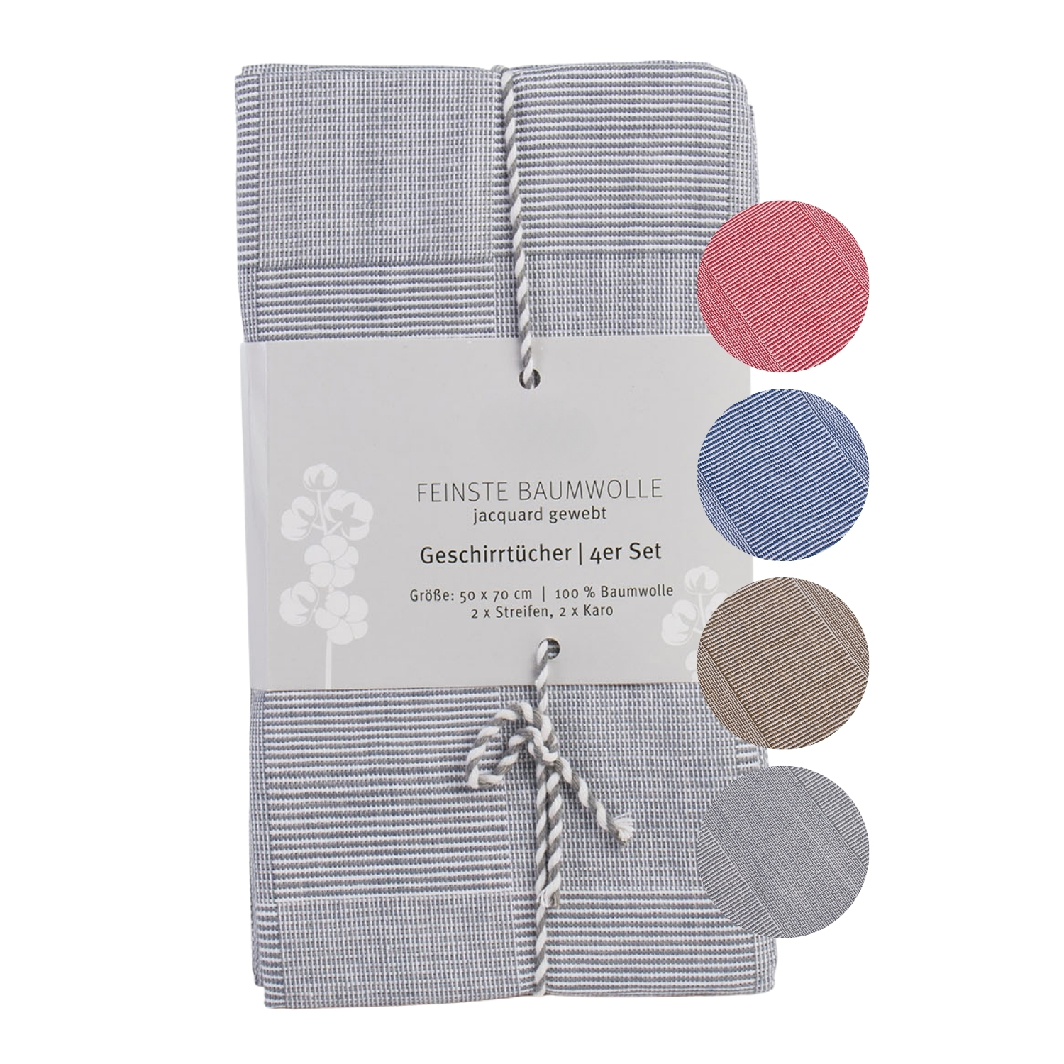 liebling 4er Pack Polier- und Geschirrtücher, jacquard gewebt, 100% Baumwolle, robust und saugstark, schnelltrocknend, 50 x 70 cm