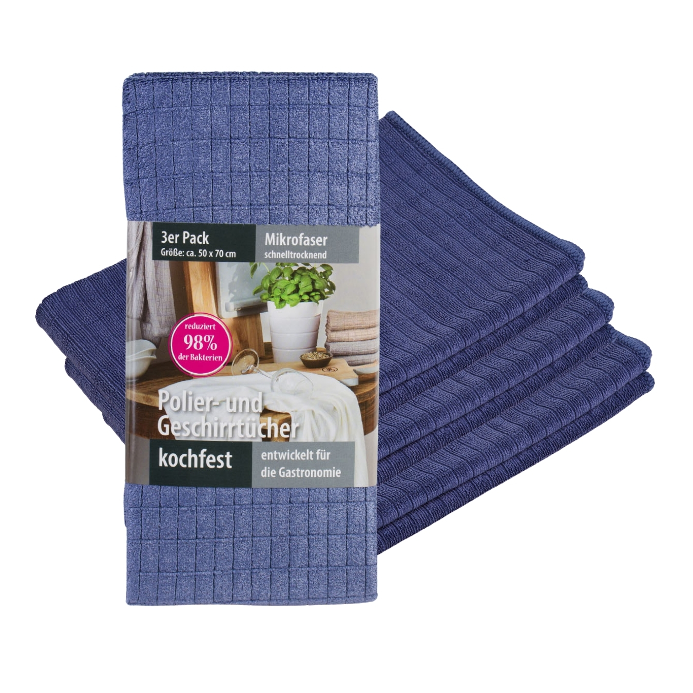 liebling 3er Pack Mikrofaser Polier- und Geschirrtücher, hohe Feuchtigkeitsaufnahme, saugstark, 85% Polyester & 15% Polyamid, 50 x 70 cm