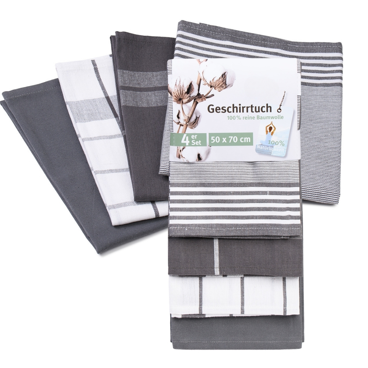 liebling 4er Pack Geschirrtücher, 100% Baumwolle, hochwertige & schwere Qualität, saugstark, 50 x 70 cm