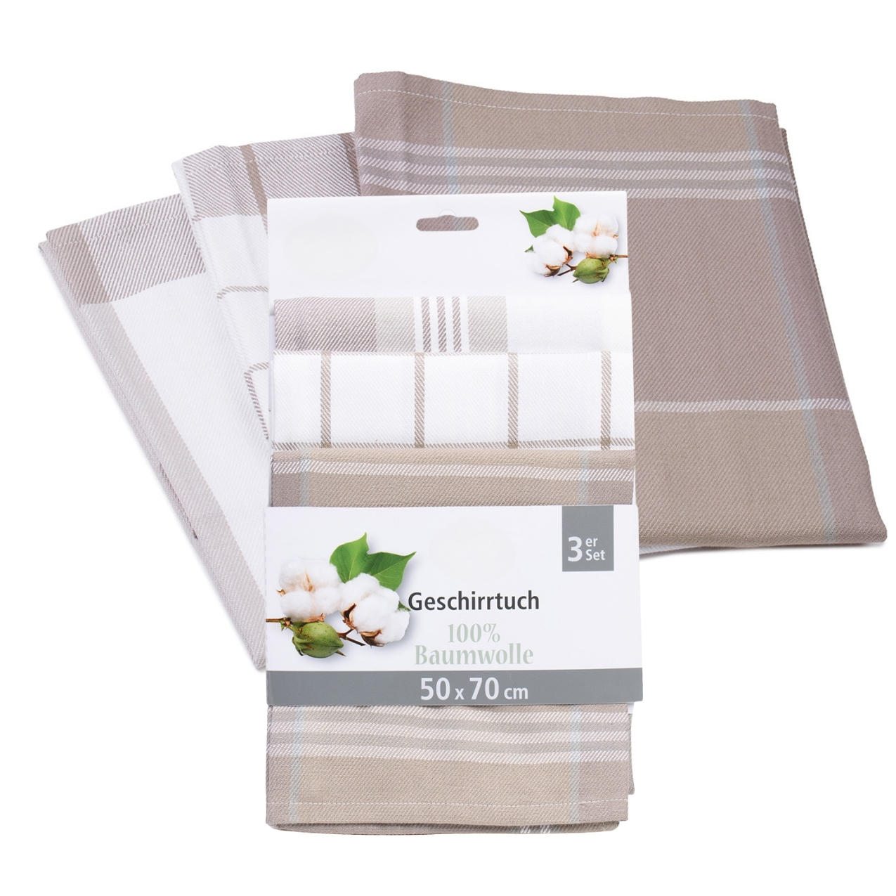 liebling 3er Pack Geschirrtücher, 100% Baumwolle, 2x Karo 1x Streifen, saugstark, 50 x 70 cm