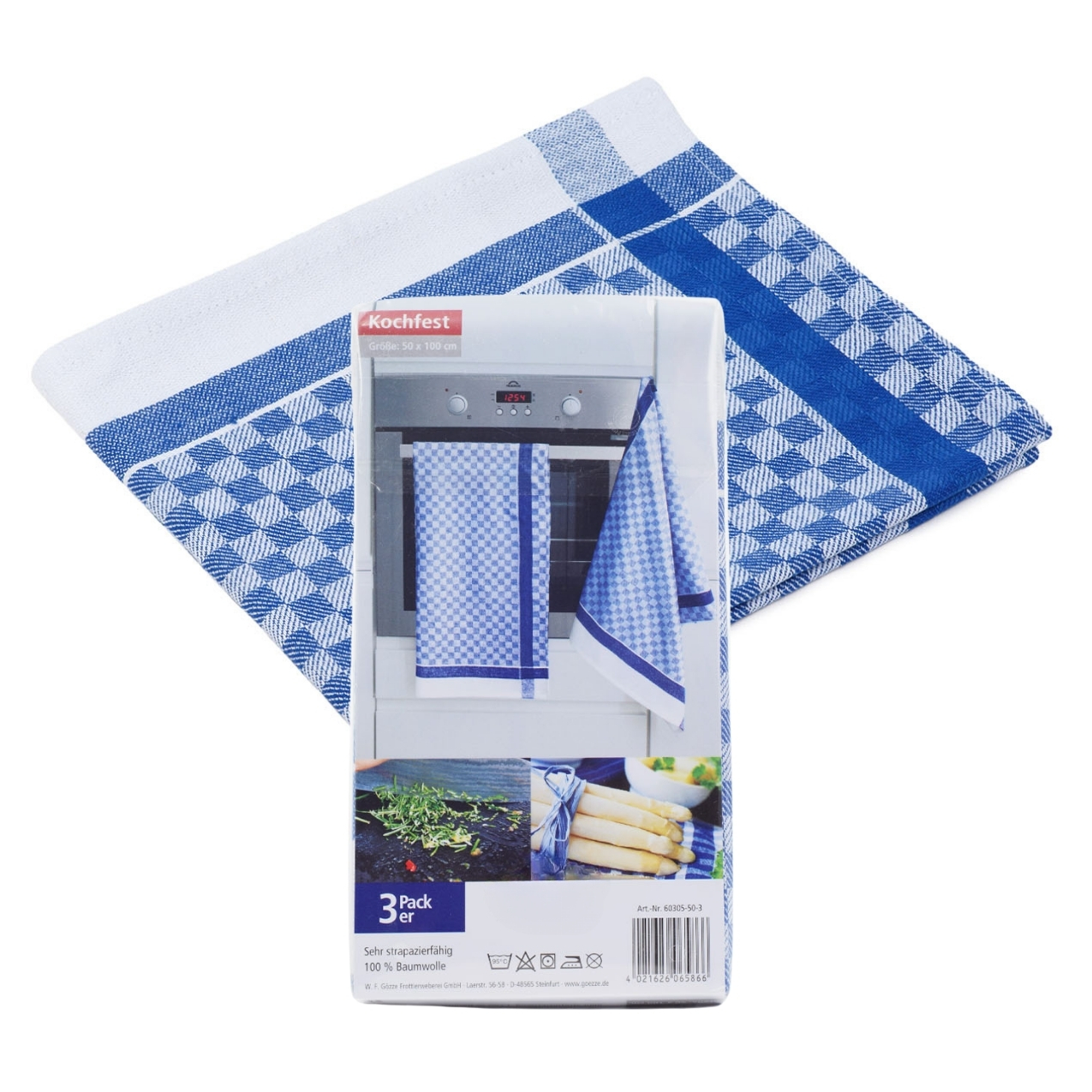 liebling 3er Pack Grubentücher, Geschirrtücher, 100% Baumwolle, Karo-Muster, saugstark, 50 x 100 cm