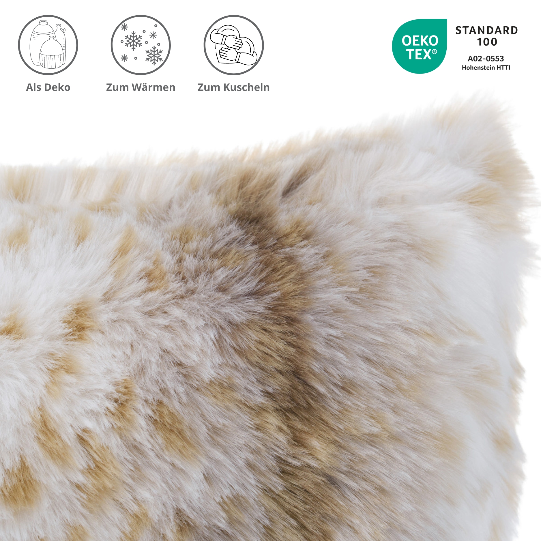 liebling edles Kissen in Felloptik, Pelzoptik, Vorderseite: 80% Acryl/ 20% Polyester, Rückseite: 100% Polyester, 50 x 50 cm