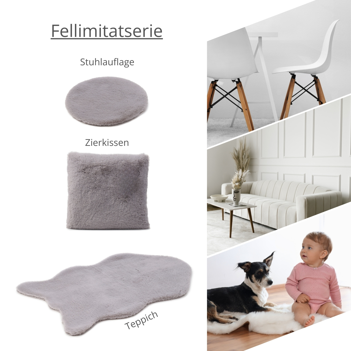 liebling Fellimitat Kissen/Stuhlauflage/Teppich, Wohnserie, 100% Polyester