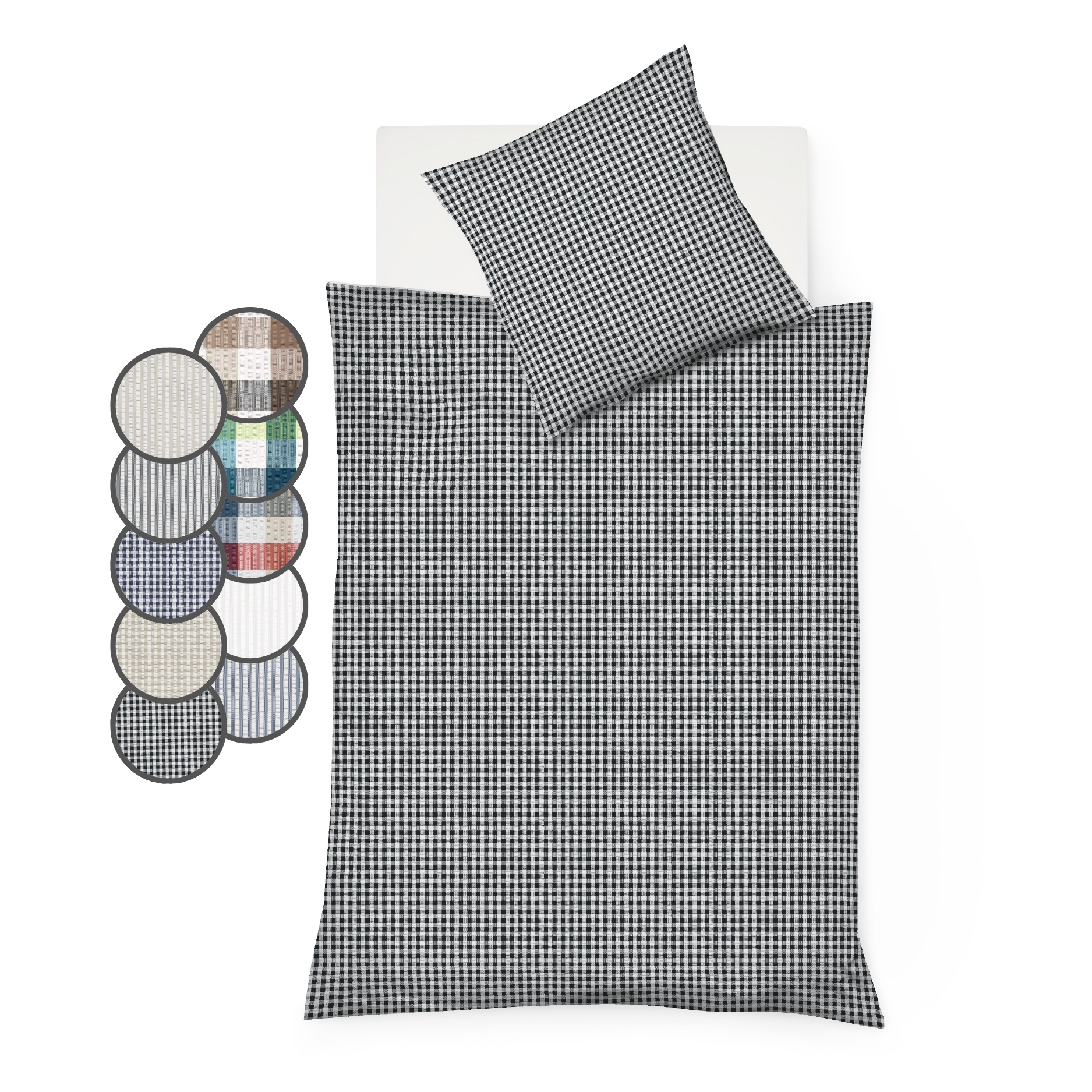 liebling Seersucker Premium Bettwäsche, kariert gestreift karos Streifen Bettbezug und Kissenhülle, Ökotex, Made in EU
