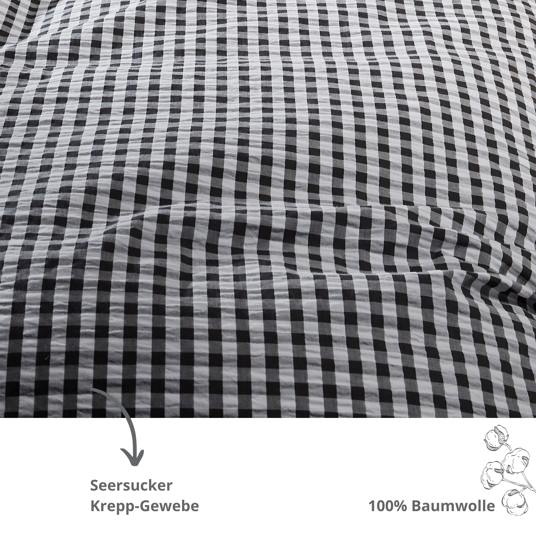 liebling Seersucker Premium Bettwäsche, kariert gestreift karos Streifen Bettbezug und Kissenhülle, Ökotex, Made in EU