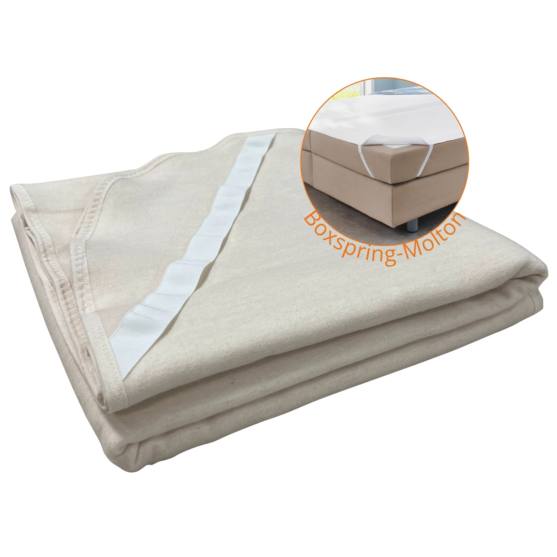 sleepling Molton Boxspringbett Schoner, Bezug Boxspring Matratze aus 100% Baumwolle, Auflage Topper Bett, atmungsaktiv Eckgummis bis 40 cm, Made in Germany