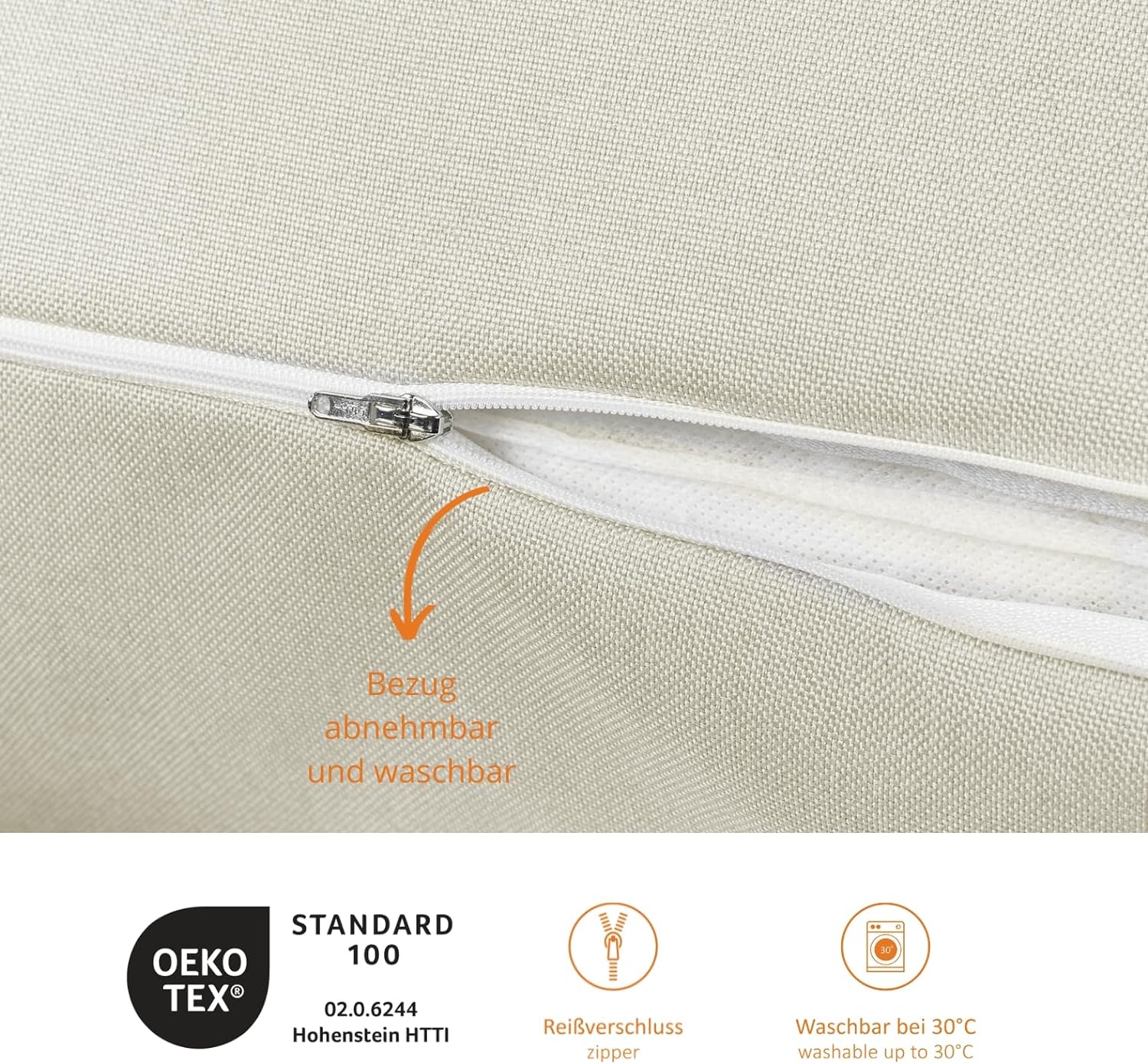 sleepling Rückenkissen Keilkissen für Bett und Sofa, Lendenkissen, dreieckiges Lesekissen, Kissen mit abnehmbarem waschbarem Bezug, Seitenfach, Ökotex