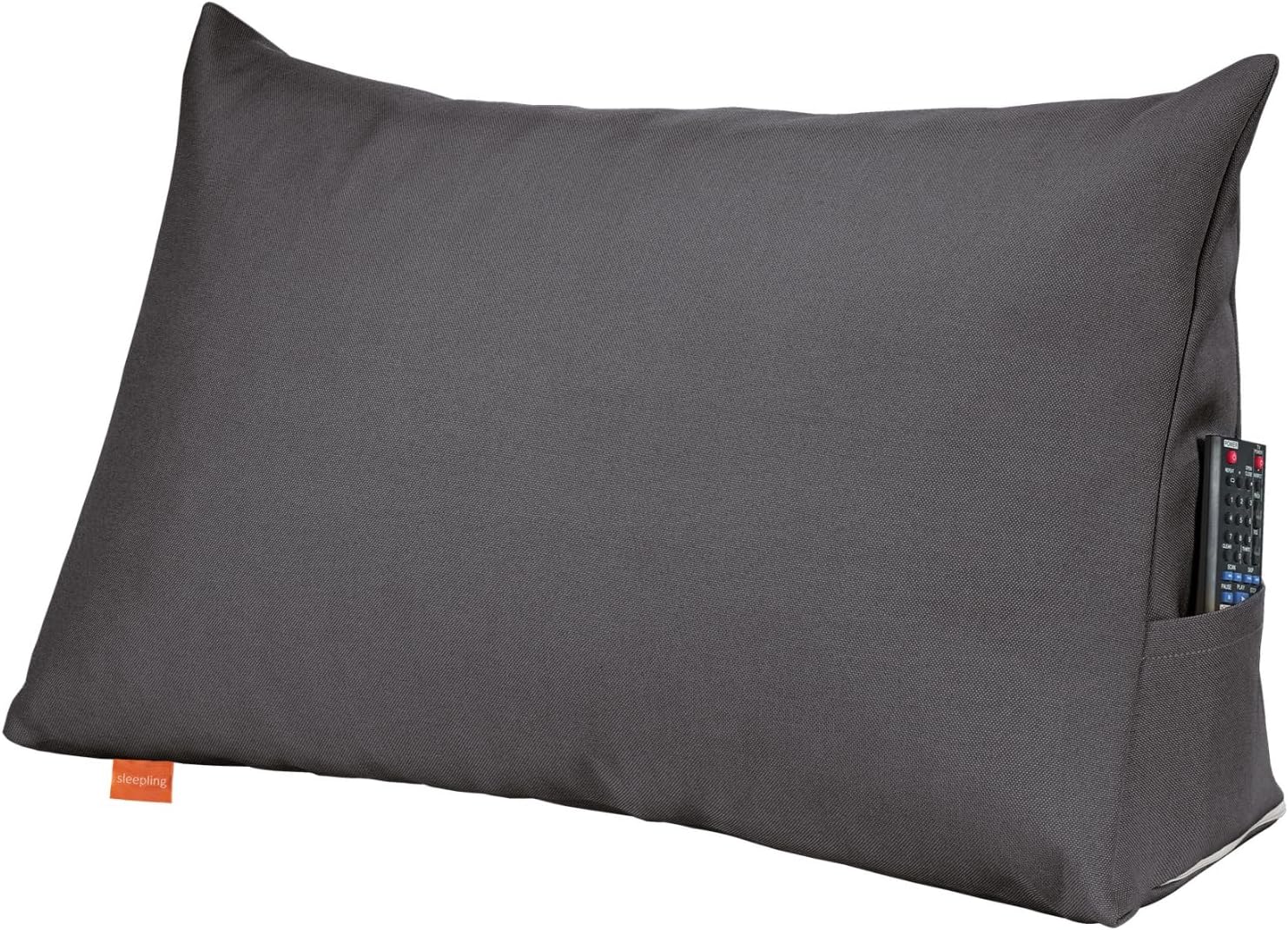 sleepling Rückenkissen Keilkissen für Bett und Sofa, Lendenkissen, dreieckiges Lesekissen, Kissen mit abnehmbarem waschbarem Bezug, Seitenfach, Ökotex