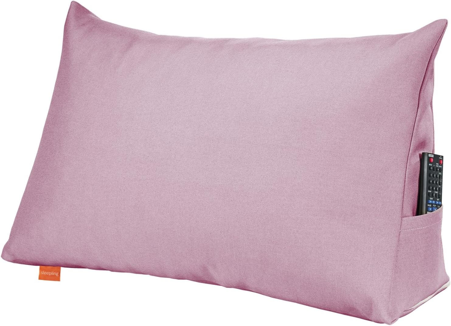 sleepling Rückenkissen Keilkissen für Bett und Sofa, Lendenkissen, dreieckiges Lesekissen, Kissen mit abnehmbarem waschbarem Bezug, Seitenfach, Ökotex