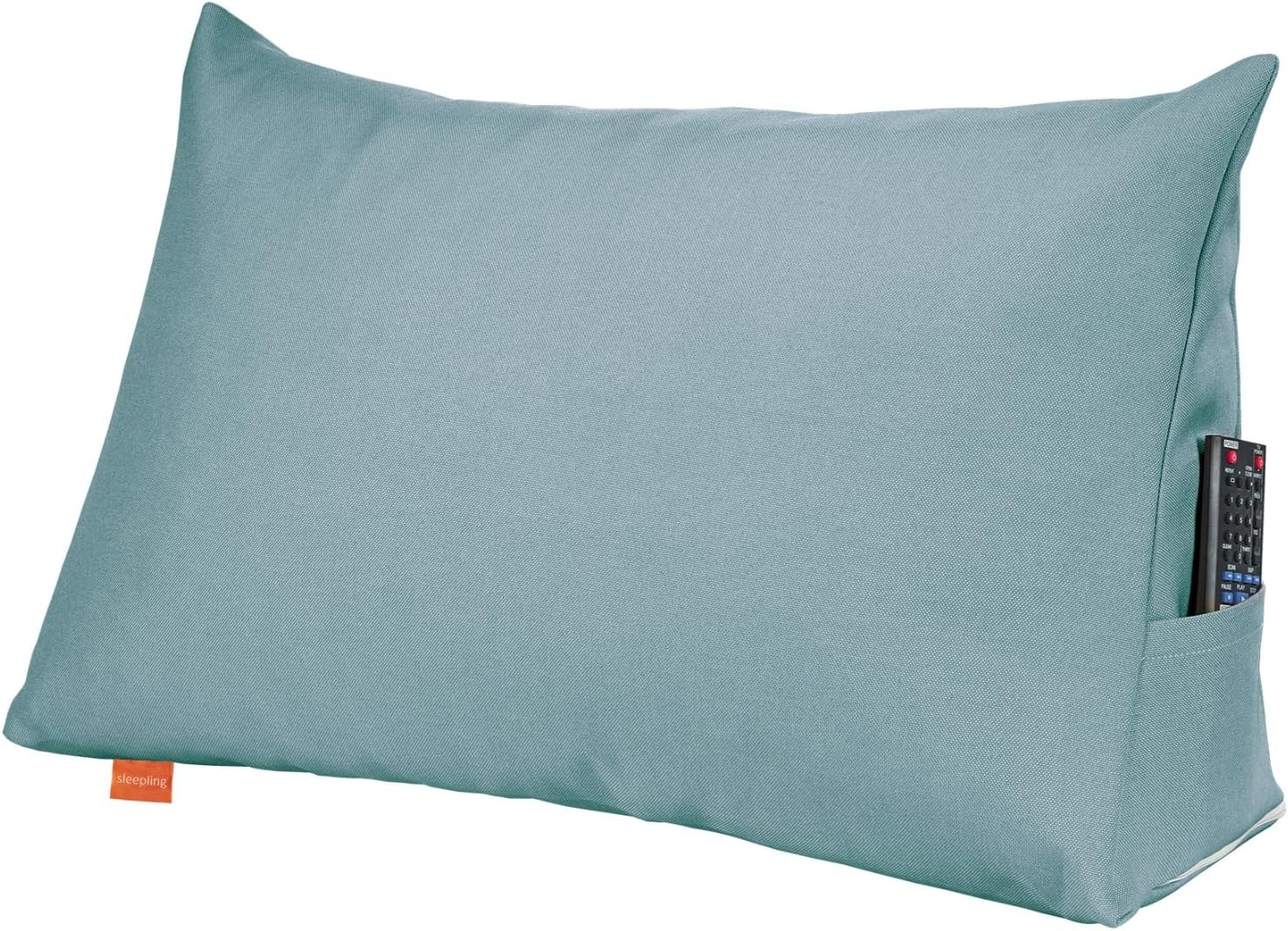 sleepling Rückenkissen Keilkissen für Bett und Sofa, Lendenkissen, dreieckiges Lesekissen, Kissen mit abnehmbarem waschbarem Bezug, Seitenfach, Ökotex