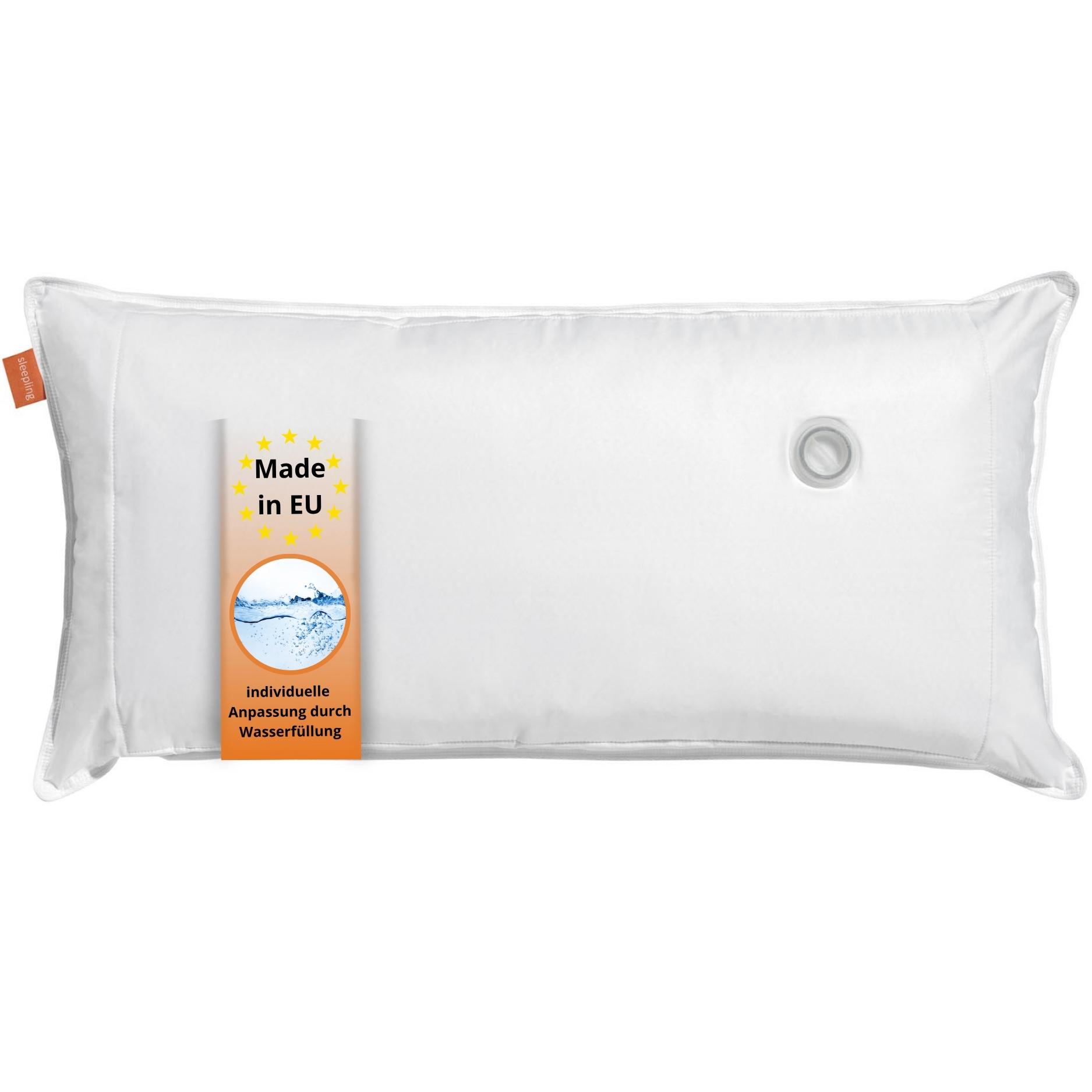 sleepling Wasserkissen | orthopädisches Kopfkissen | Bezug aus 100% Baumwolle | Made in EU | waschbar bis 40 Grad | weiß