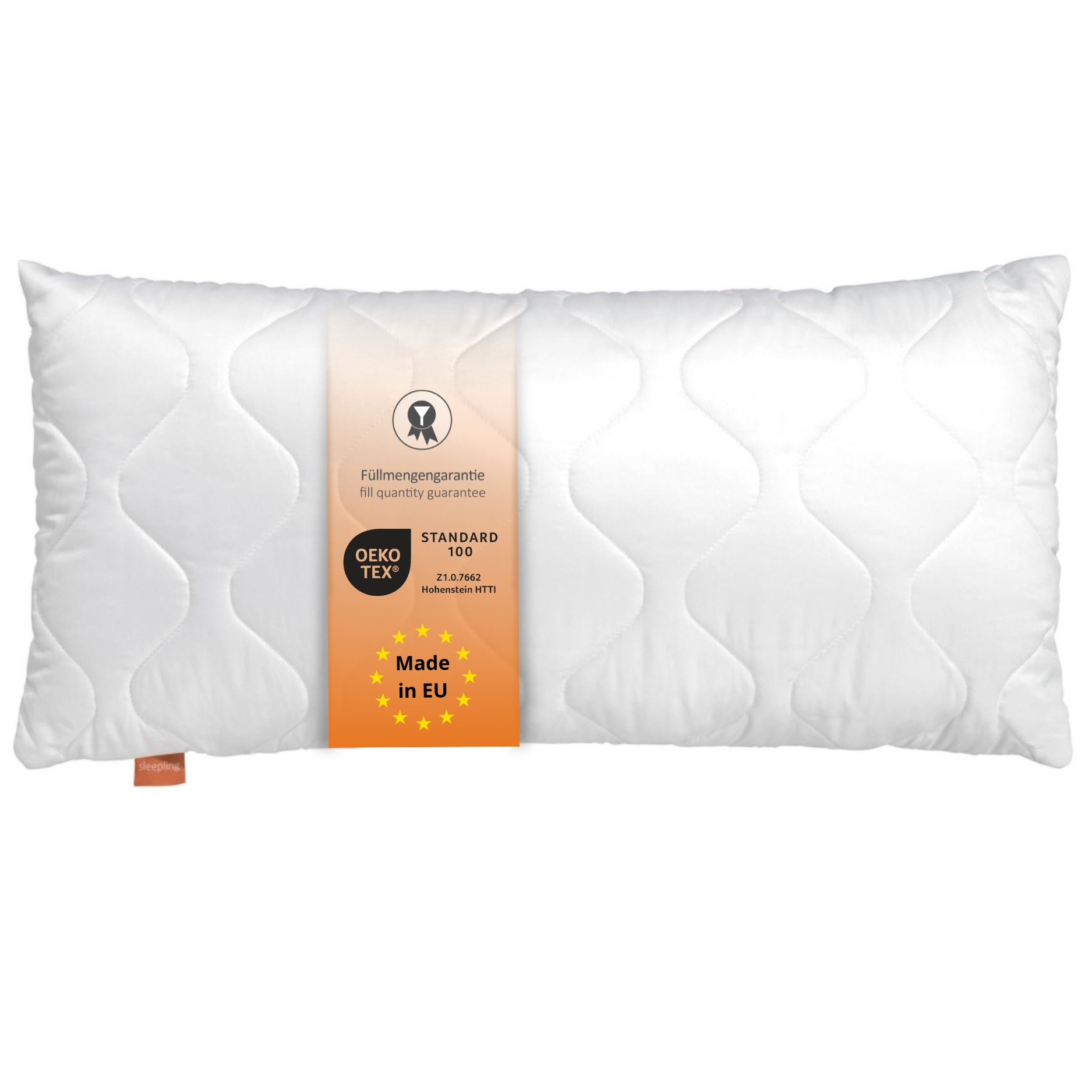 sleepling Basic 100 Kopfkissen | Zierkissen | Sofakissen | Hotelkissen | Nackenrolle | Polster | Ökotex | waschbar bis 60 Grad | Made in EU | Füllmengengarantie | Größengarantie | weiß
