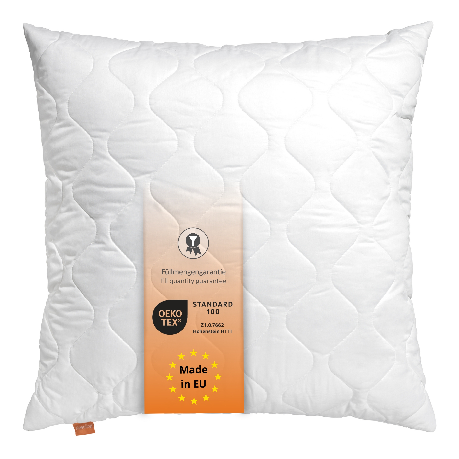 sleepling Basic 100 Kopfkissen | Zierkissen | Sofakissen | Hotelkissen | Nackenrolle | Polster | Ökotex | waschbar bis 60 Grad | Made in EU | Füllmengengarantie | Größengarantie | weiß
