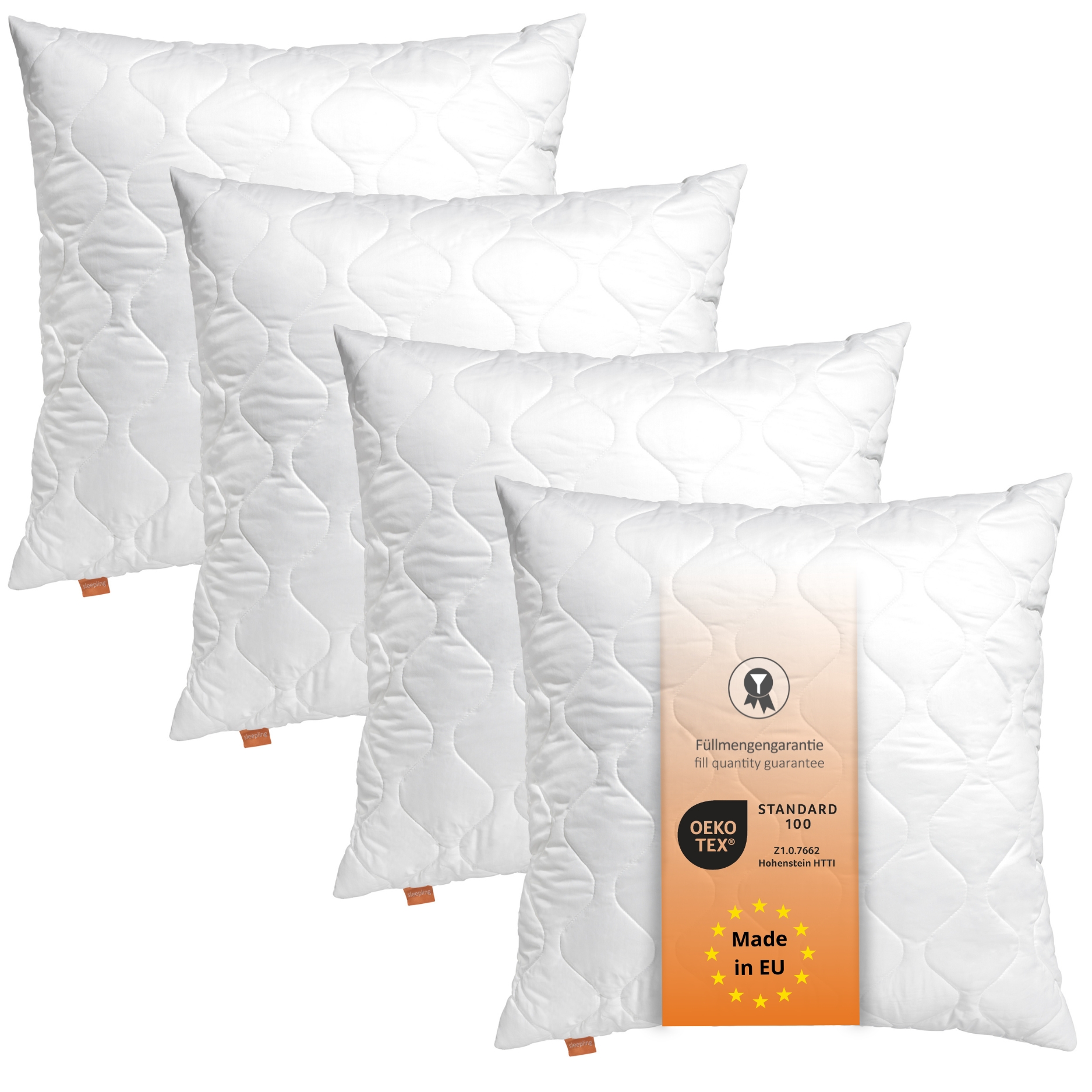 sleepling Basic 100 Kopfkissen | Zierkissen | Sofakissen | Hotelkissen | Nackenrolle | Polster | Ökotex | waschbar bis 60 Grad | Made in EU | Füllmengengarantie | Größengarantie | weiß