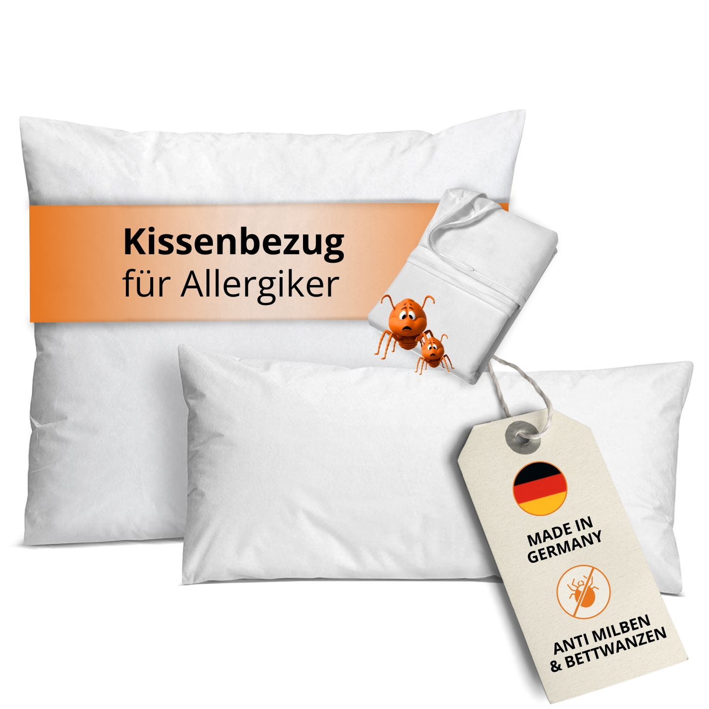 sleepling Komfort 100 Kissenbezug Evolon Encasing Kopfkissen | Milbenbezug | milbenkotdicht | Hausstauballergiker | 95 Grad kochfest | Made in Germany