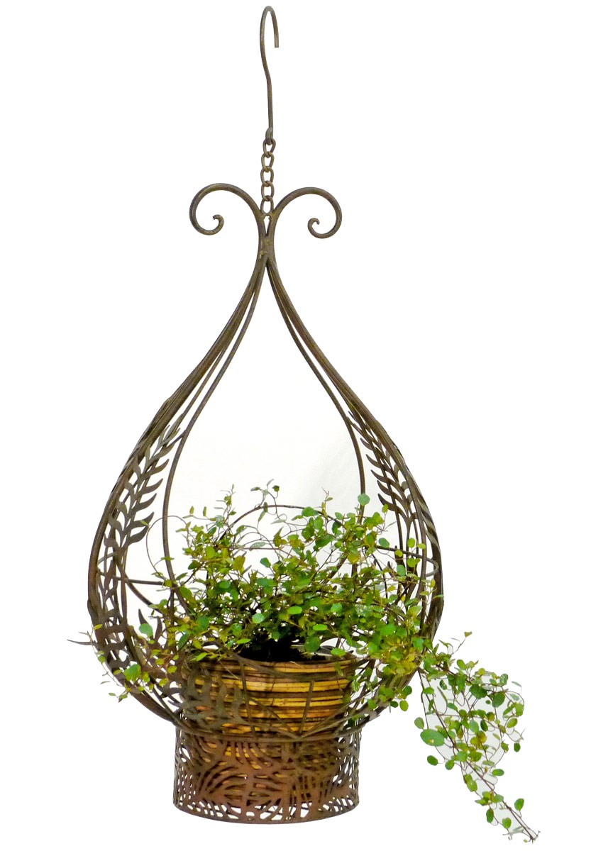 Nostalgie Blumenampel Metall Korb Hängekorb Pflanzen Blumenkorb antik