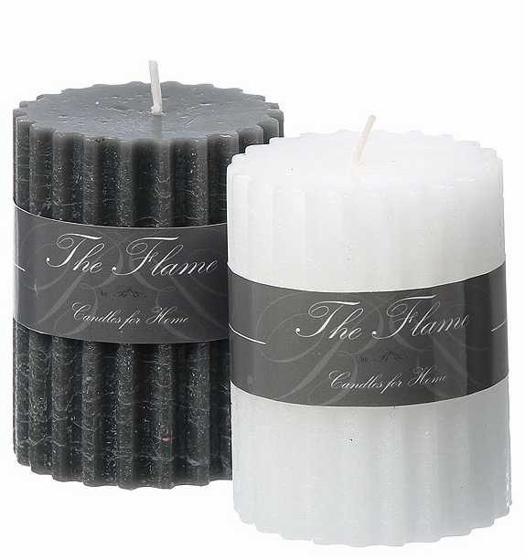 Kerze Flame Stumpenkerze Wachskerze schwarz oder weiss H: 9cm, 4er Set