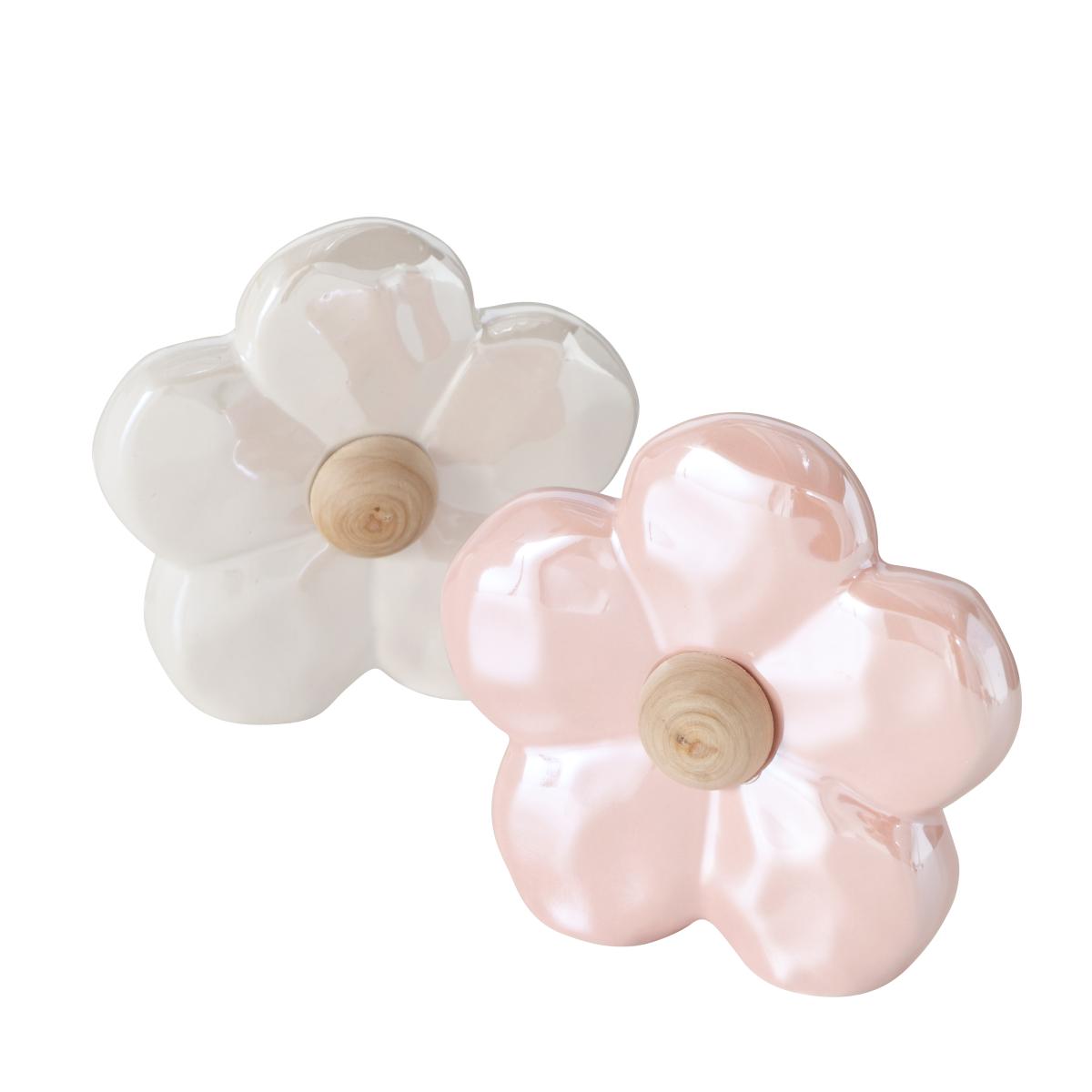Dekoaufsteller Flora Blume H 10 cm Porzellan 2er Set