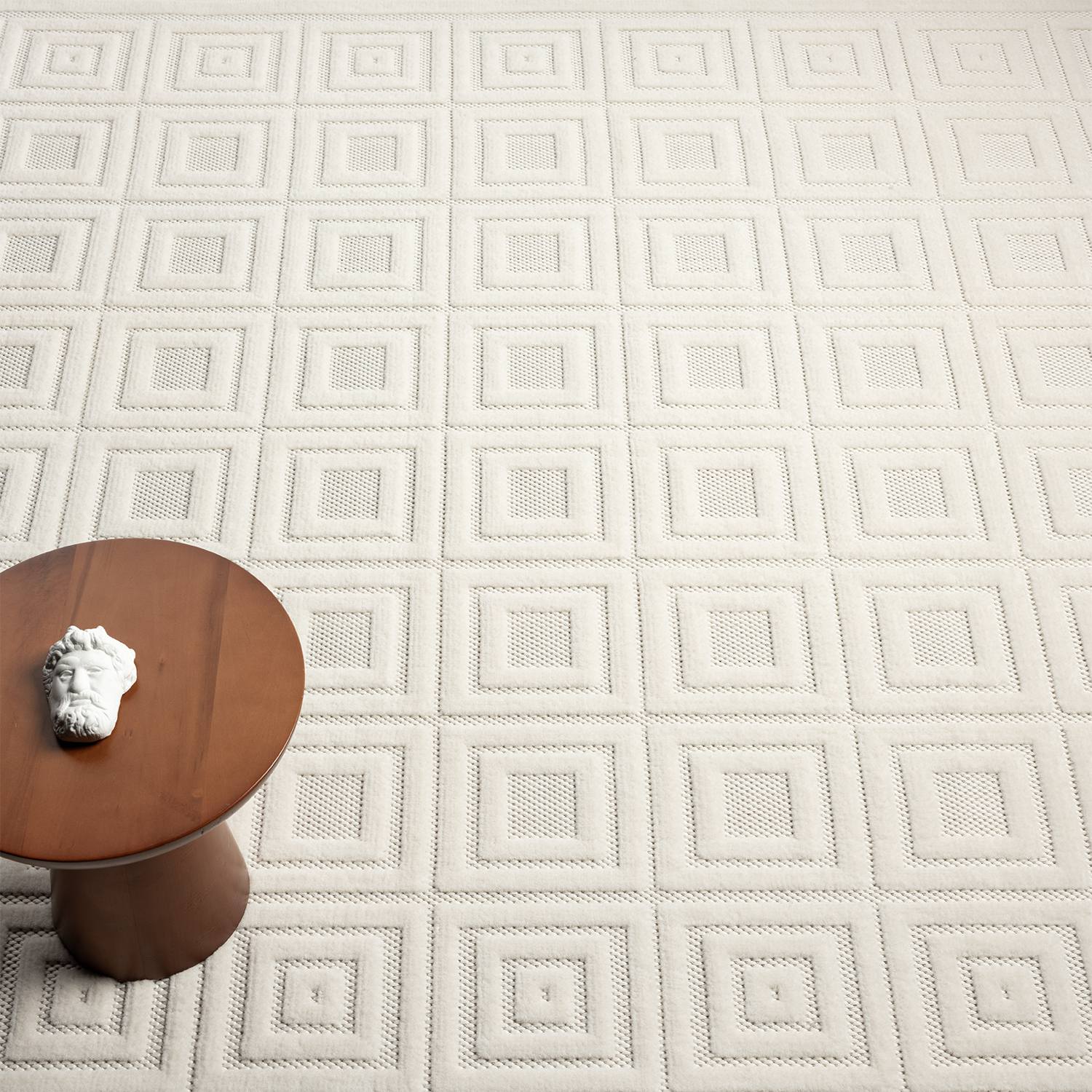 Moderner Kurzflor Teppich Wohnzimmer Schlafzimmer Skandinavisch in Creme