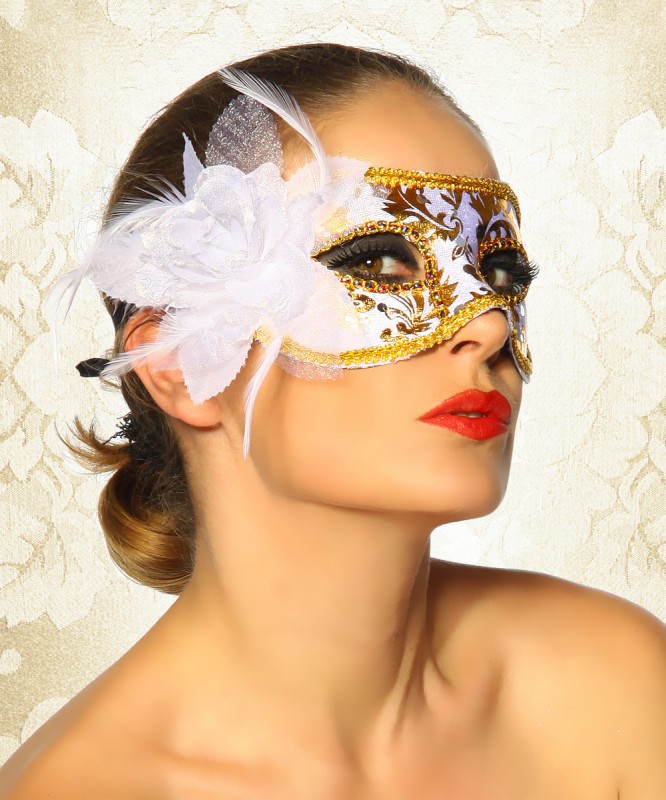 1001434 Zugeschnürt-Shop 11776-055 Venezia-Maske weiß/gold 1001434 Zugeschnürt-Shop 11776-055 Venezia-Maske weiß/gold