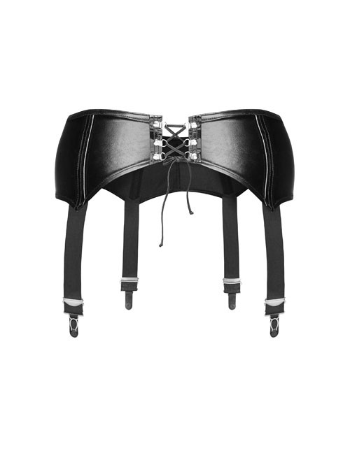 1129255 Noir Handmade F034 Wetlook Strapsgürtel Schwarz