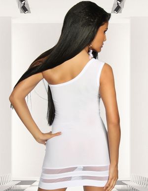 1129521 Saresia 18064-014 Mini-Kleid in weiß mit asymmetrischem Schnitt